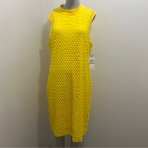 NWT Sharagano Yellow Textured Midi Dress